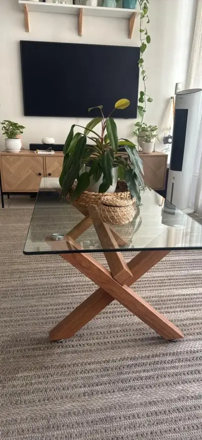 Mesa de Centro de Vidrio y Madera - miniatura 1