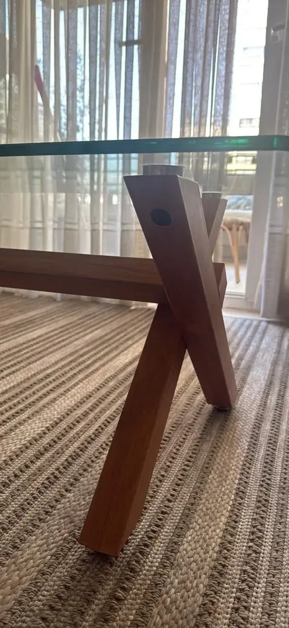 Mesa de Centro de Vidrio y Madera - 3