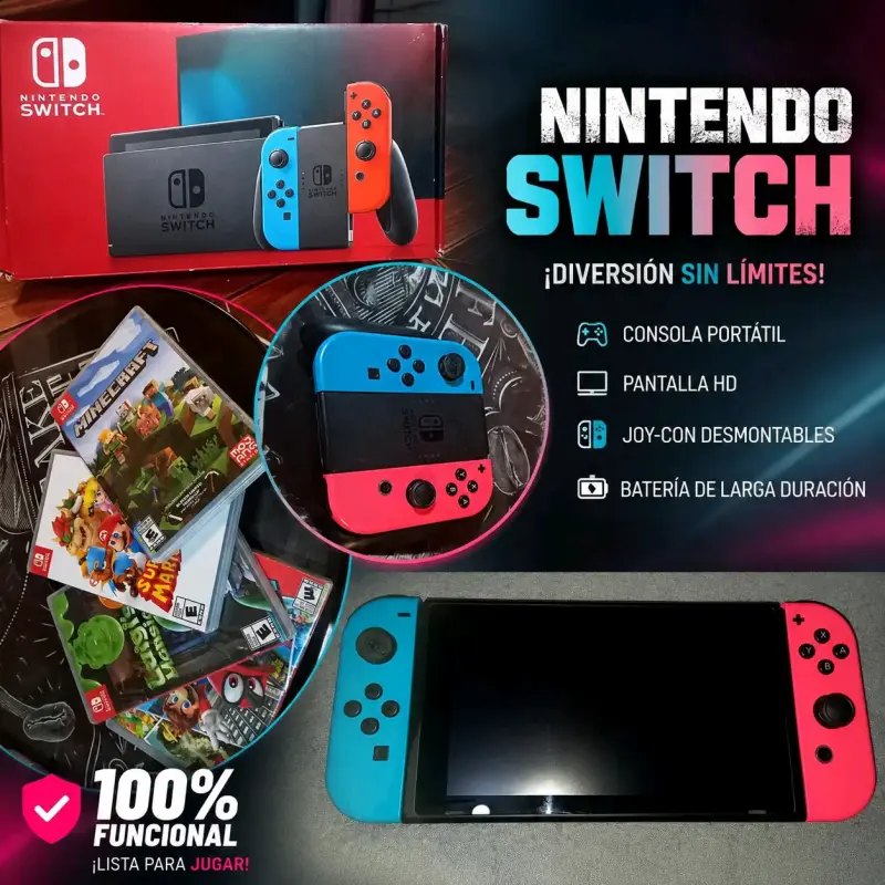 Consola Nintendo Switch con Joy-Con y juegos incluidos