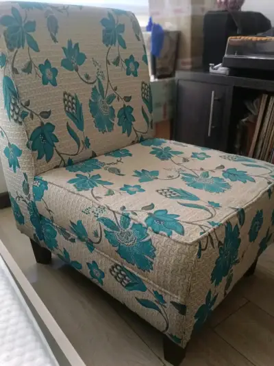Sillón individual con diseño floral azul - miniatura 2