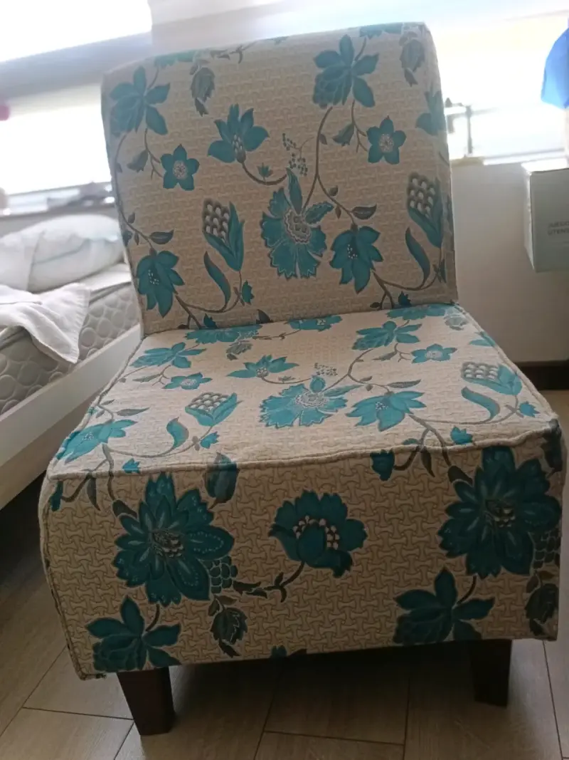 Sillón individual con diseño floral azul - 3