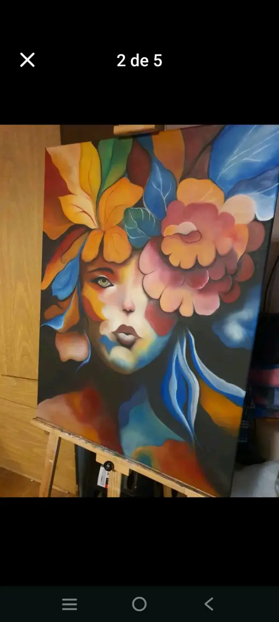 Cuadro Abstracto de Mujer con Flores - 1