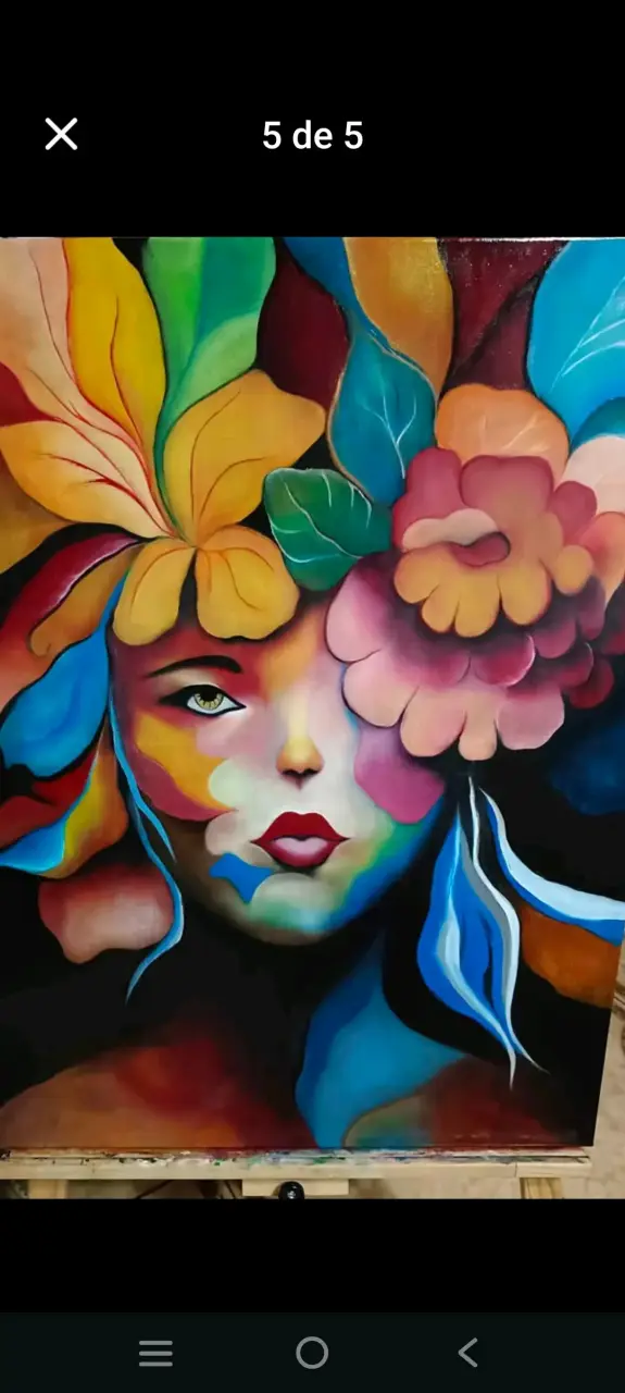 Cuadro Abstracto de Mujer con Flores - 2