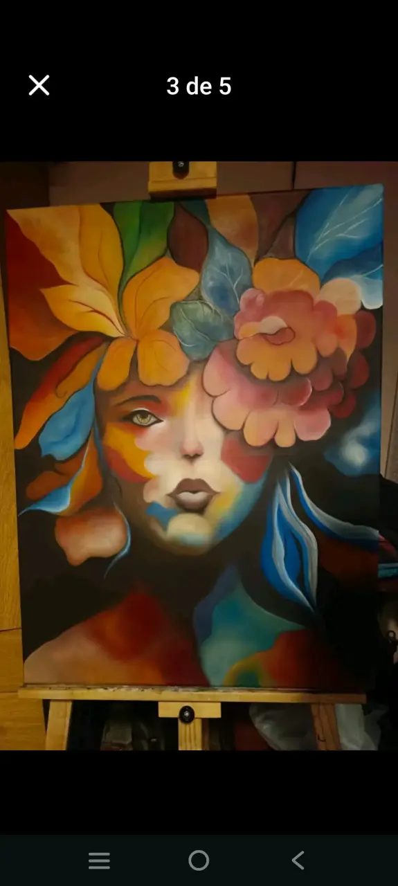 Cuadro Abstracto de Mujer con Flores - 3