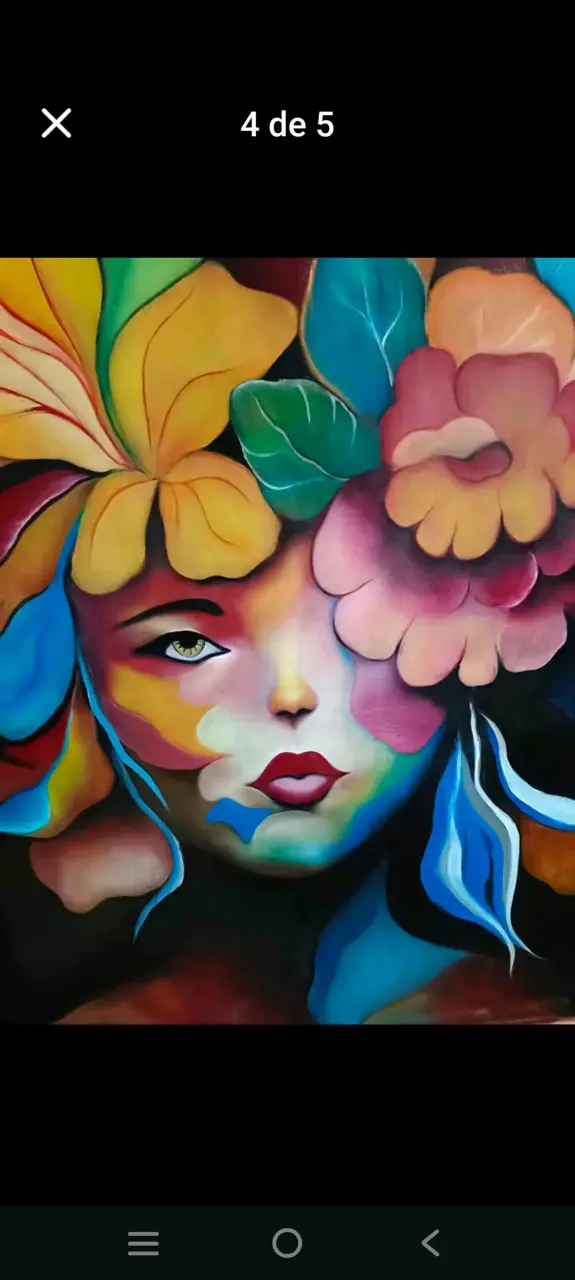 Cuadro Abstracto de Mujer con Flores - 4