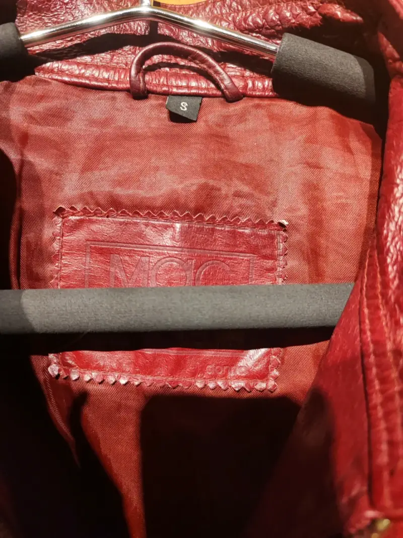 Chaqueta de cuero sintético roja para mujer - 2