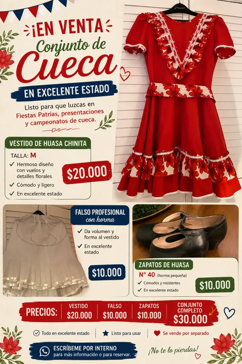Conjunto de cueca en excelente estado