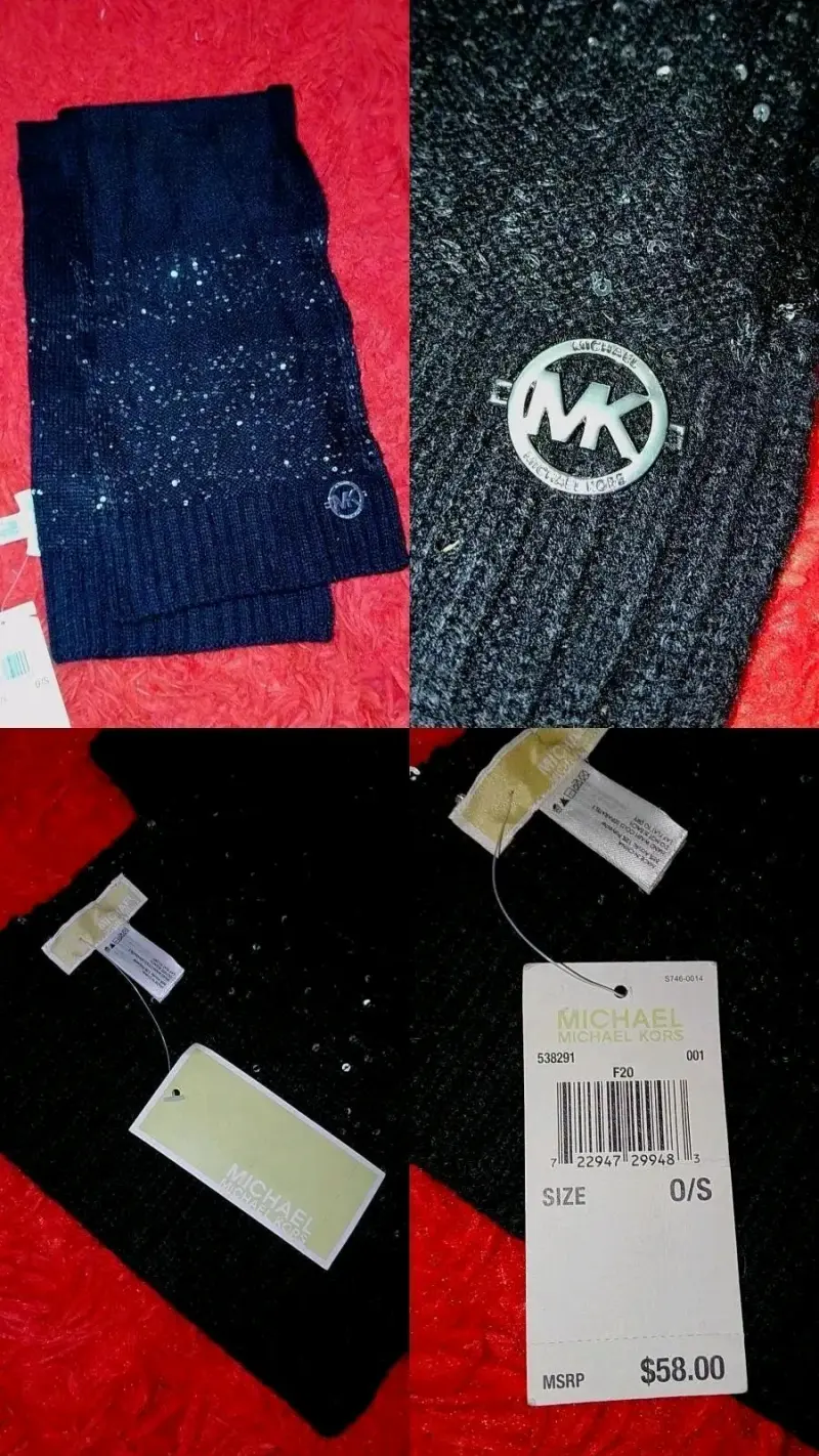 Bufanda negra con lentejuelas Michael Kors