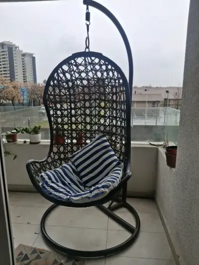 Sillón colgante de ratán sintético con - miniatura 2