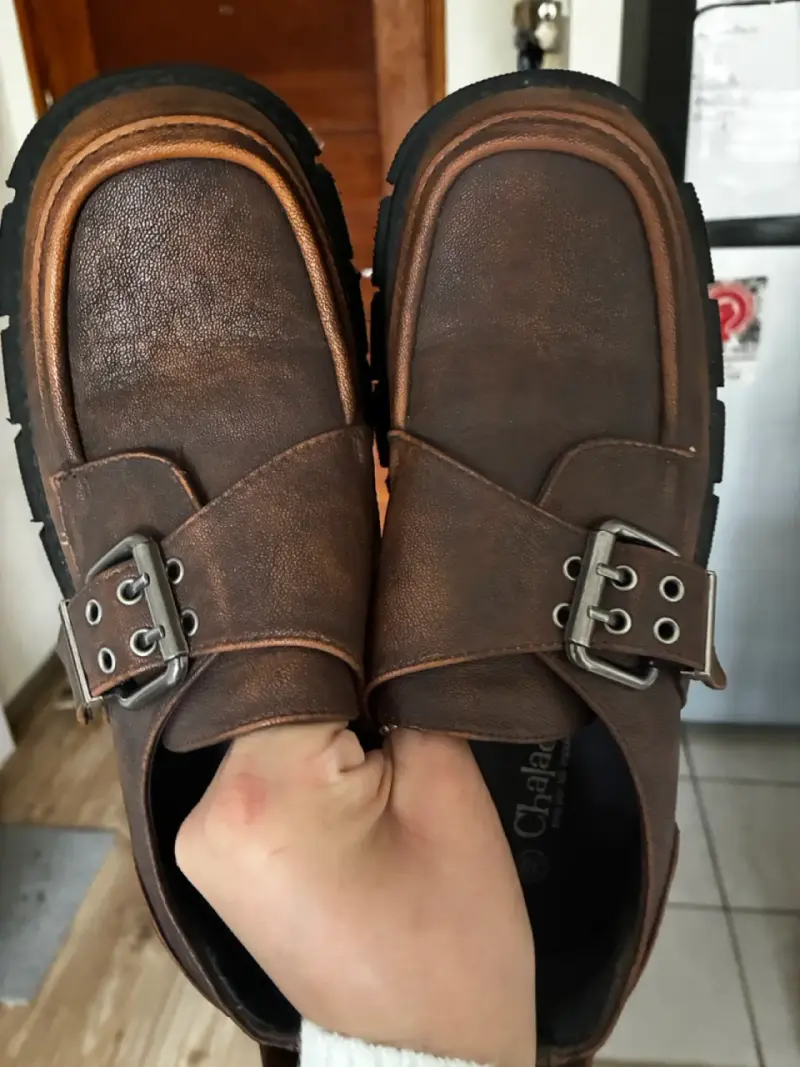 Zapatos marrón con suela gruesa(plataforma) - 3