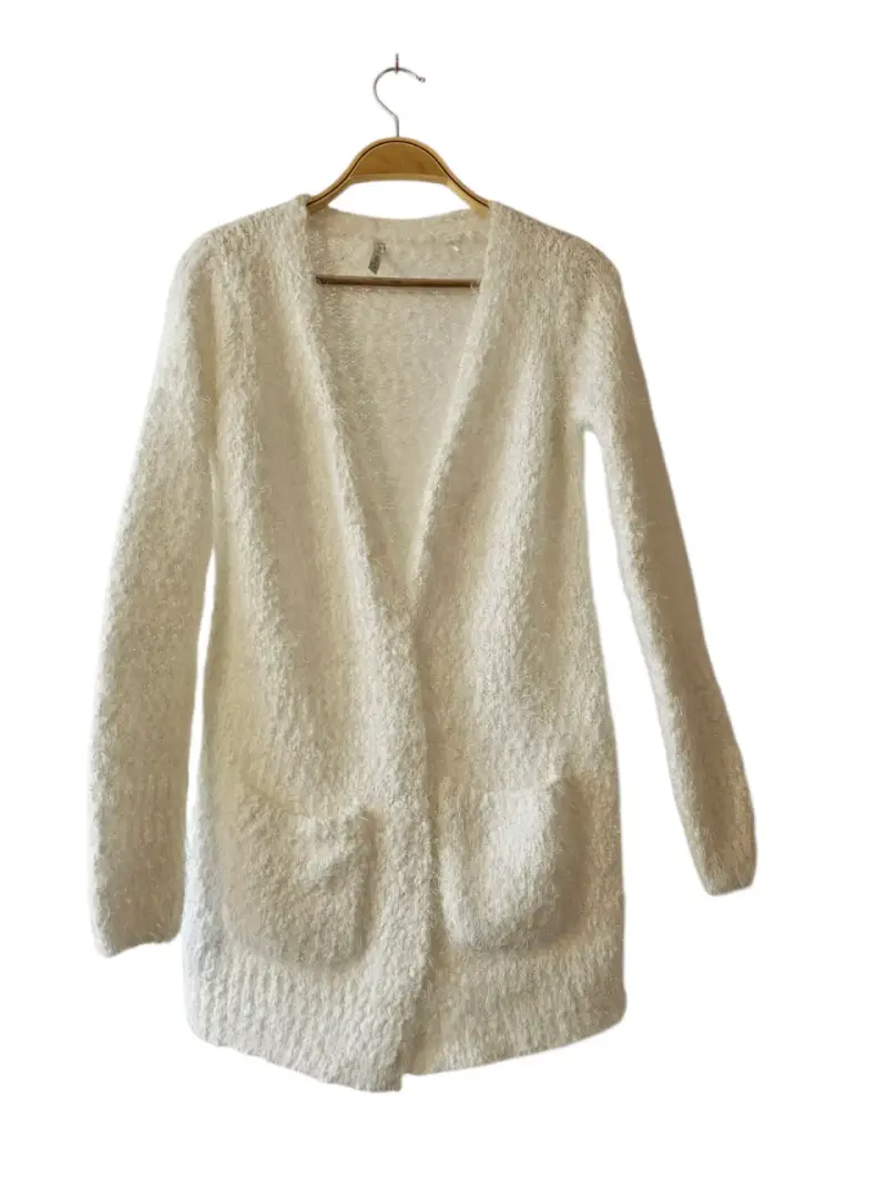 Cardigan largo blanco peludo talla S - 1