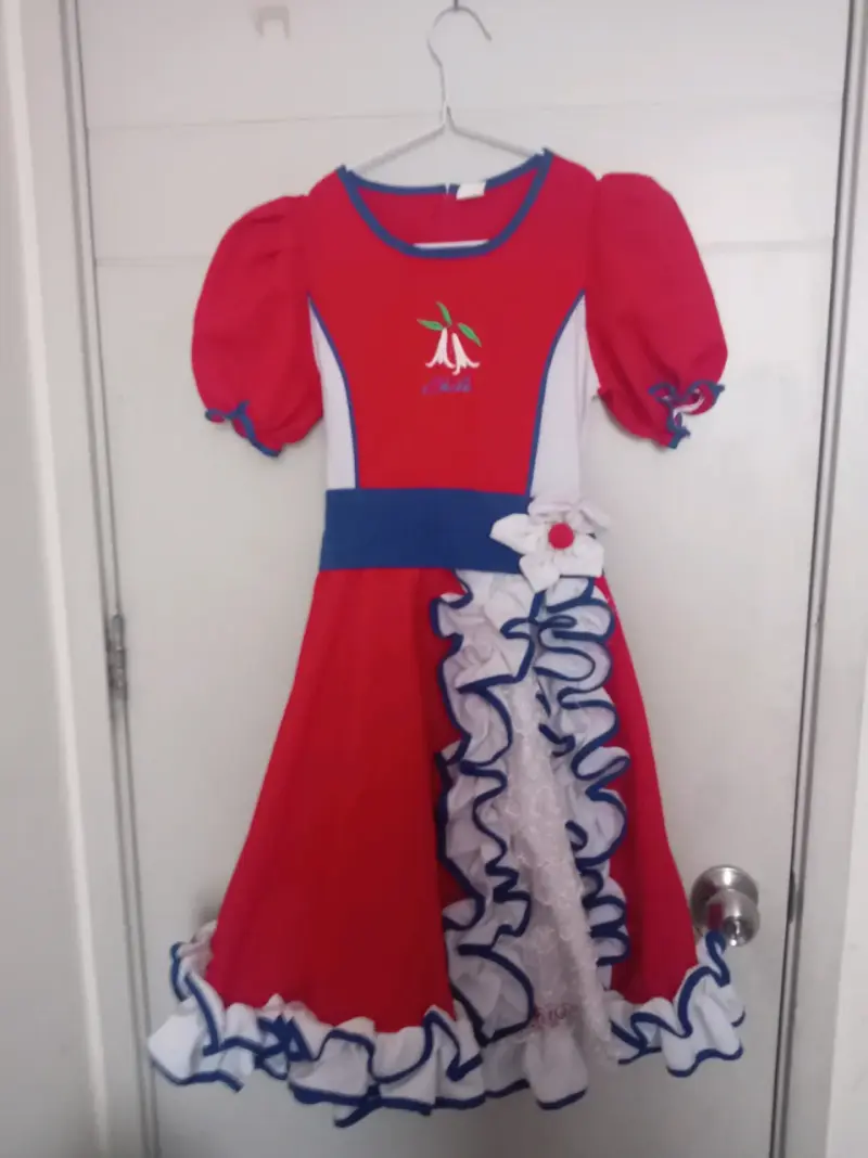 Vestido de Huasa Infantil Rojo y Blanco - 1