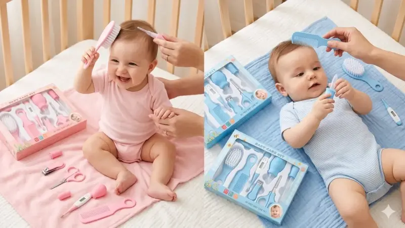 Set de cuidado para bebé en rosa y azul - 1