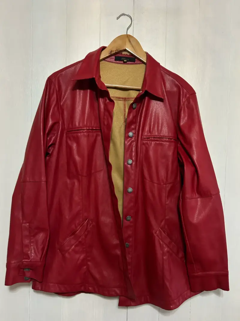 Chaqueta de cuero roja para mujer - 1