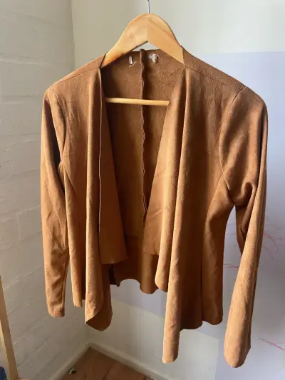 Chaqueta de gamuza marrón para mujer - miniatura 1