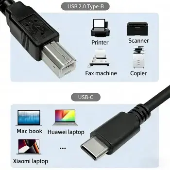 Cable USB-C a USB-B para impresora - 3