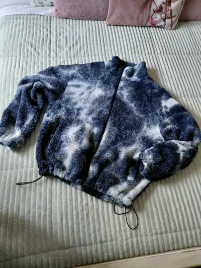 Chaqueta de lana Snow Valley azul y blanca - miniatura 1