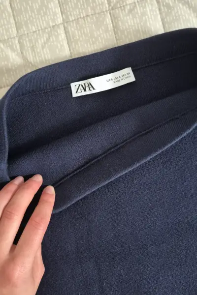 Falda punto corta azul marino Zara - miniatura 3
