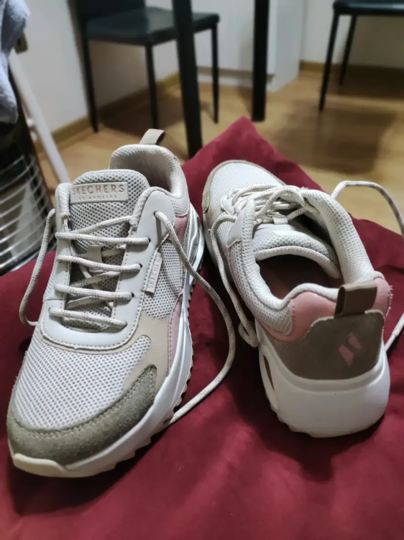 Zapatillas deportivas Skechers mujer color rosa y beige - 3
