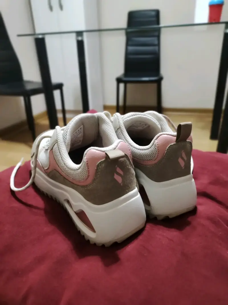 Zapatillas deportivas Skechers mujer color rosa y beige - 4