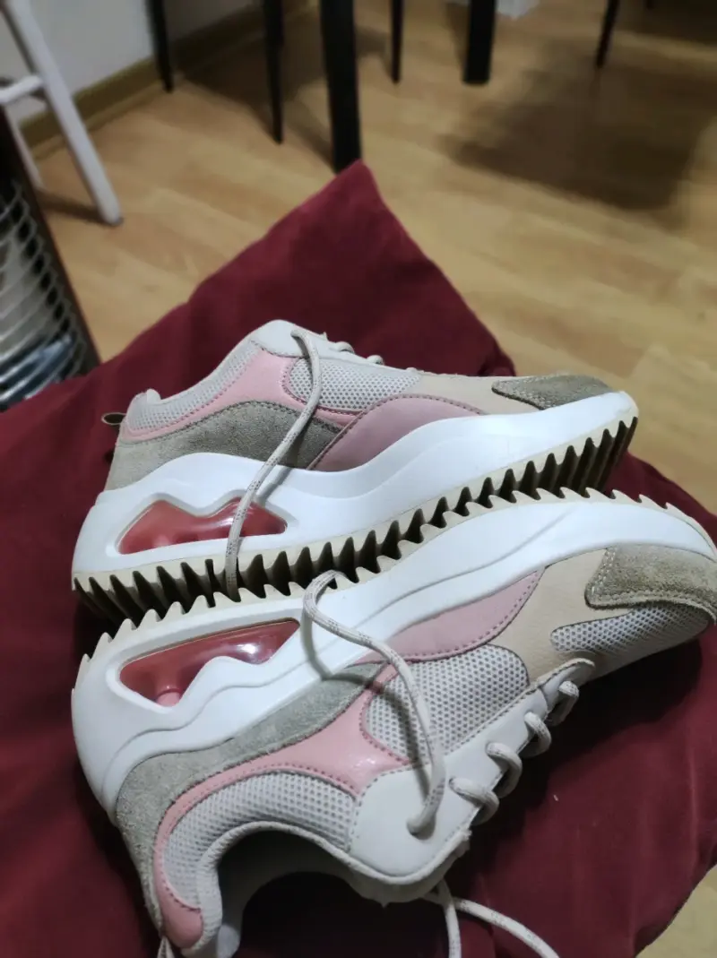 Zapatillas deportivas Skechers mujer color rosa y beige - 5