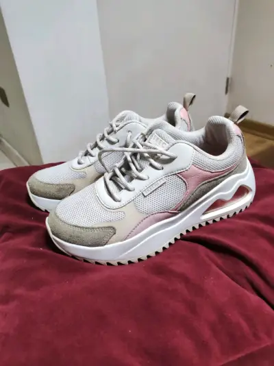 Zapatillas deportivas Skechers mujer color rosa y beige - miniatura 6