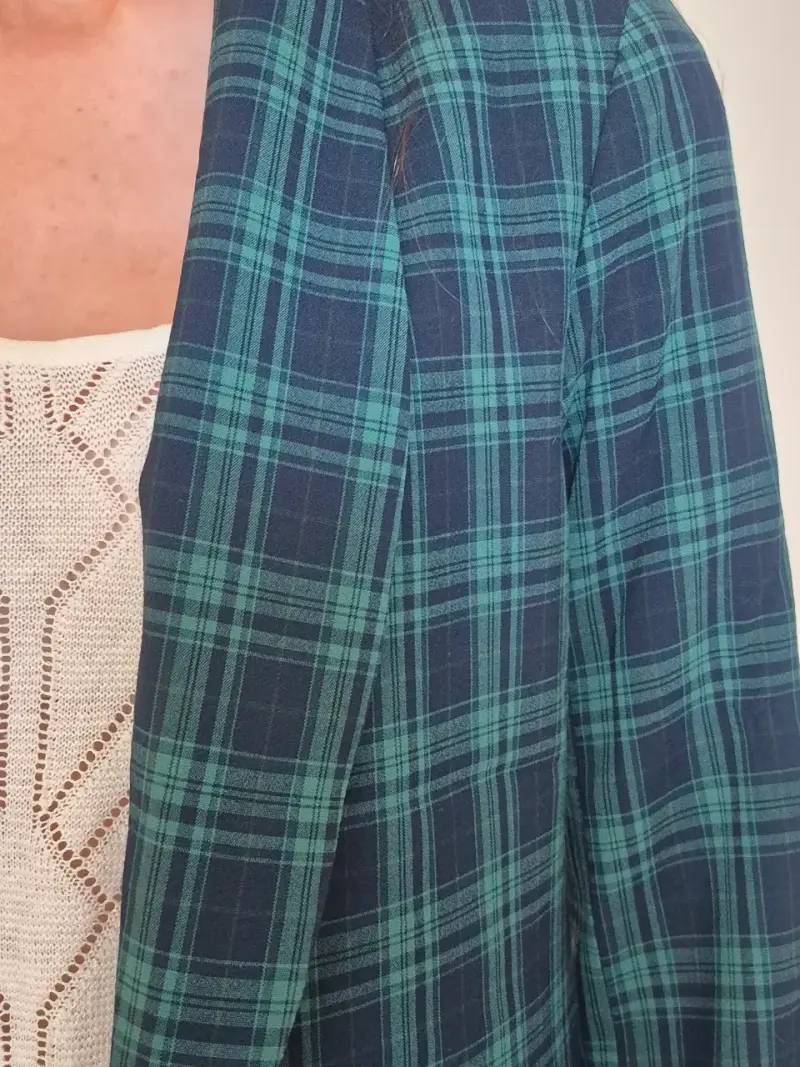 Blazer de mujer a cuadros verde y azul - 2