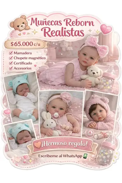 Muñeca bebé realista con ropa rosa - miniatura 6