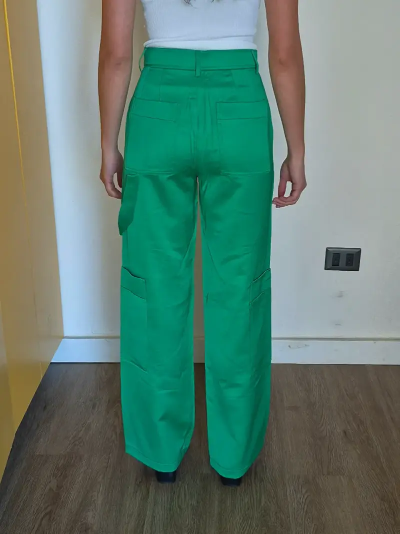 Pantalones tipo satin verdes de mujer Zara - 2