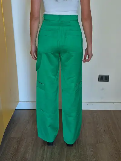 Pantalones tipo satin verdes de mujer Zara - miniatura 2
