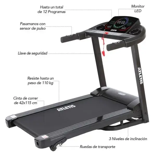 Trotadora Atletis con monitor LED - 4