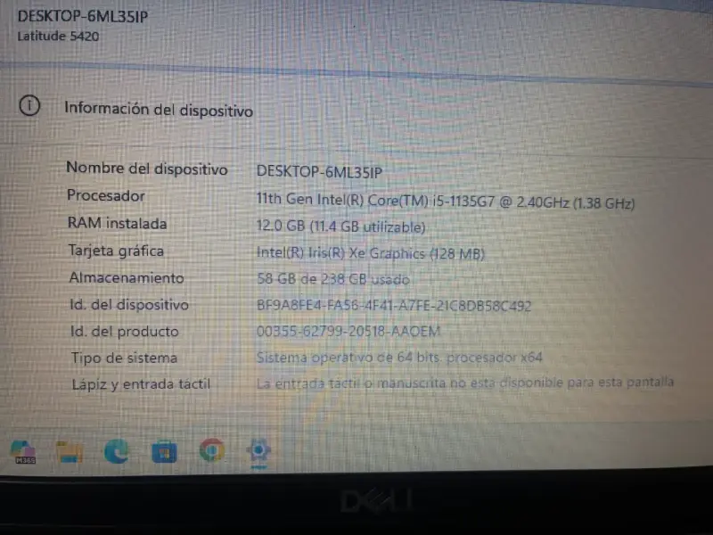 Notebook Dell 5420 i5-1135g7 12gb ram Ssd 240gb ba - 5