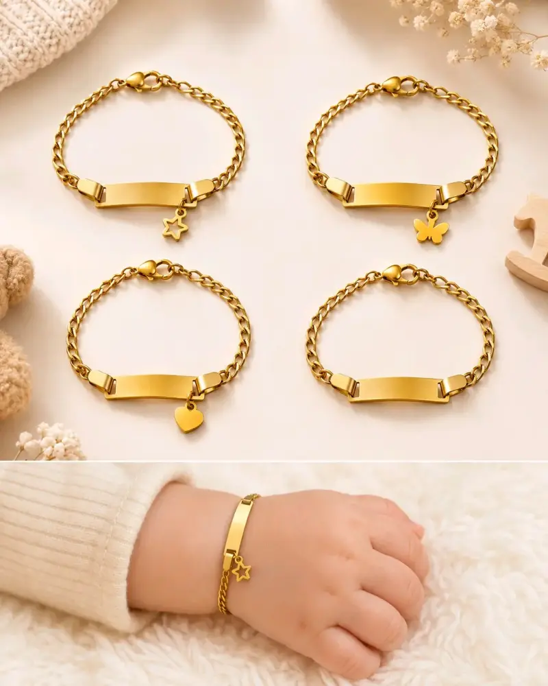Pulsera infantil ajustable enchapada en oro 18K - 4