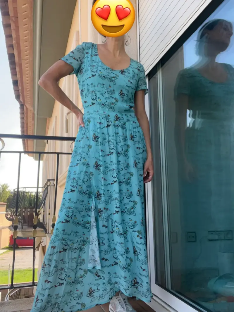 Vestido largo turquesa estampado IKKS - 1