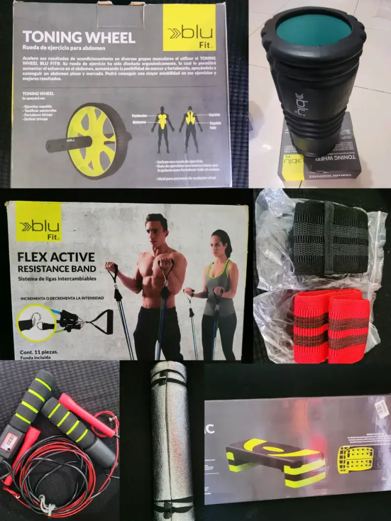 Set de Ejercicio Blu Fit con Rueda, Bandas y Más