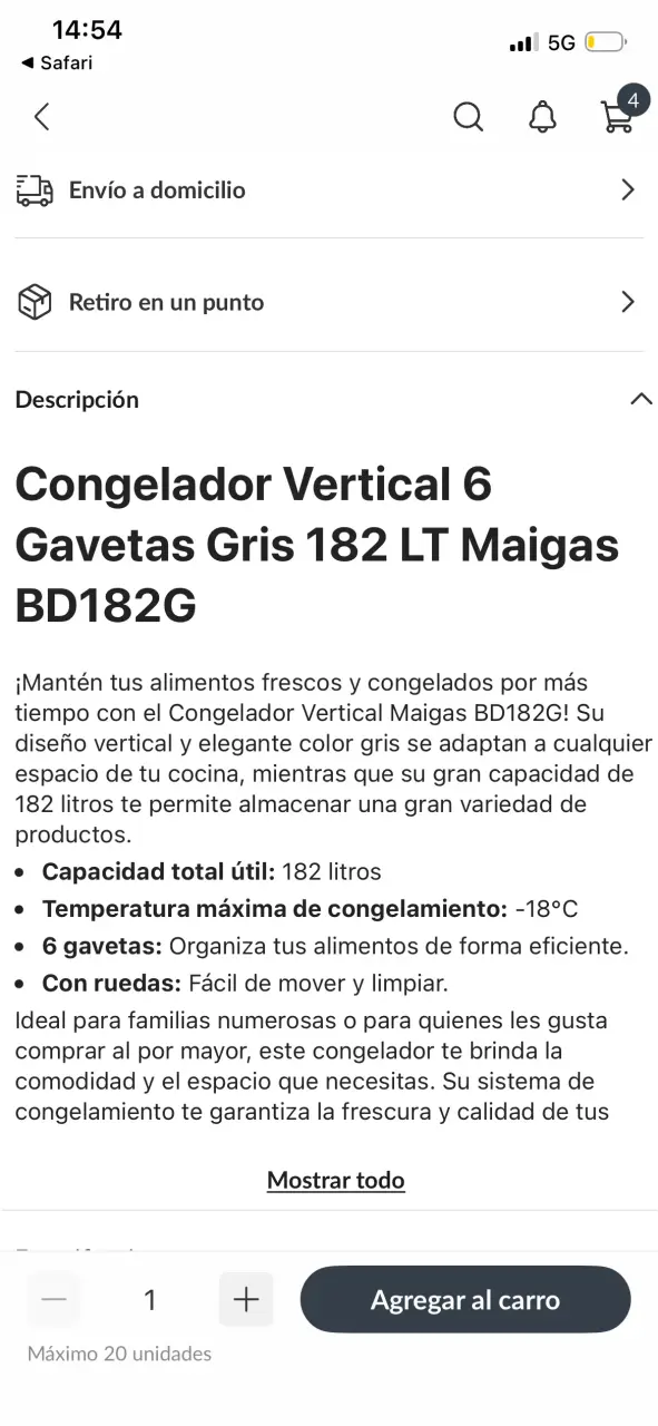Congelador Vertical 6 Gavetas Maigas Home Gris - 4