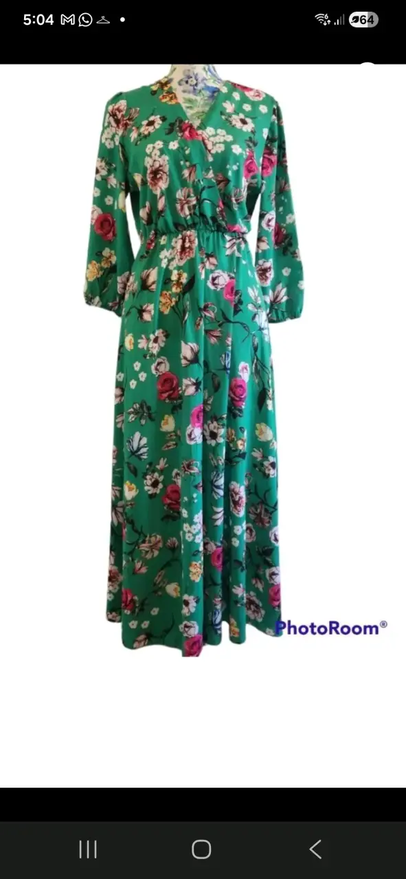 Vestido largo floral verde elegante - 2