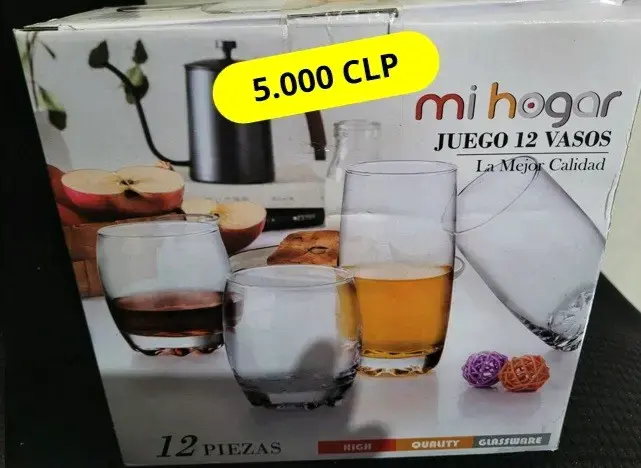 Juego de 12 vasos Mi Hogar alta calidad