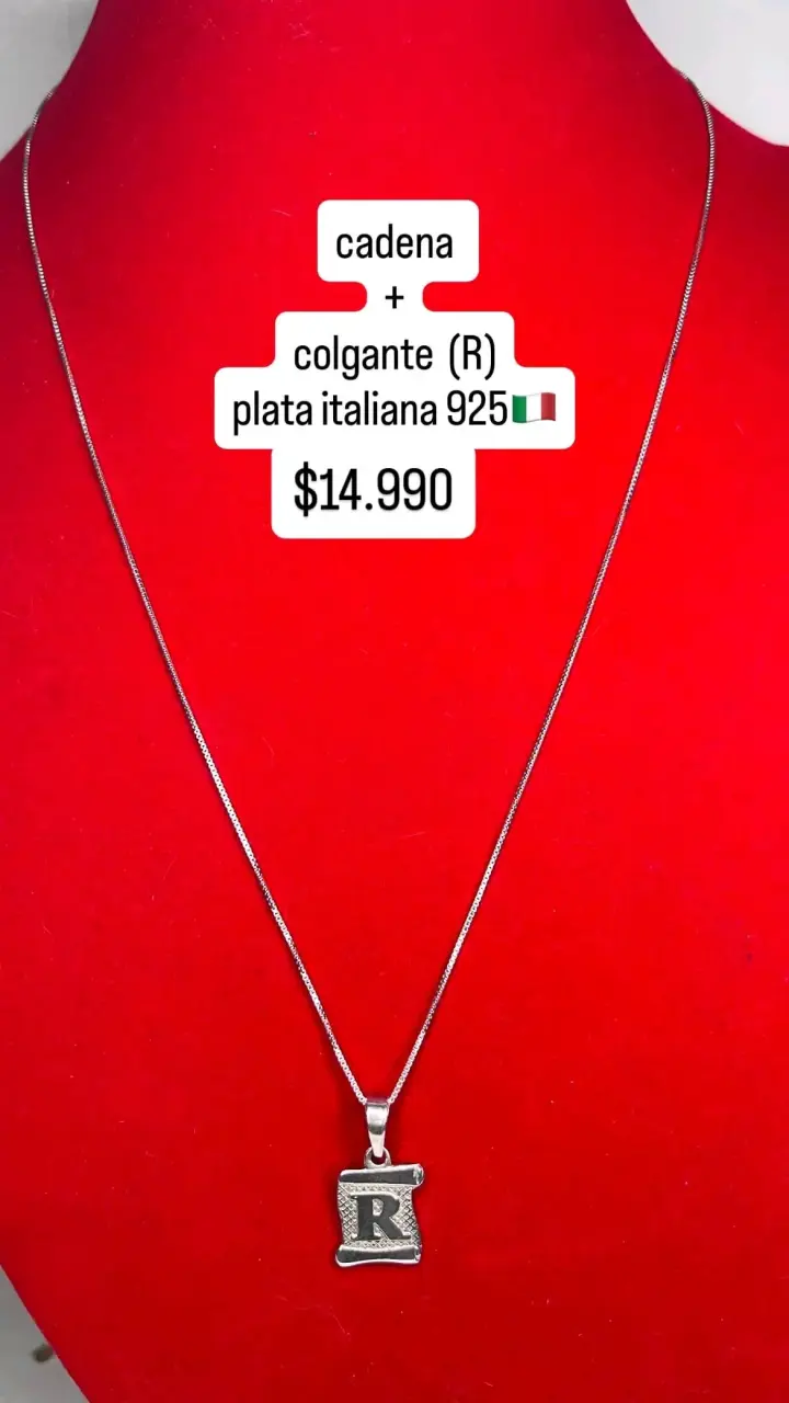 Cadena con colgante R en plata italiana 925 - 1