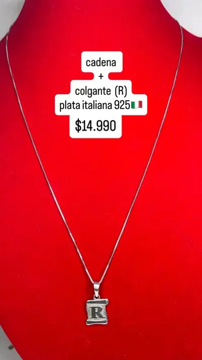 Cadena con colgante R en plata italiana 925 - miniatura 1