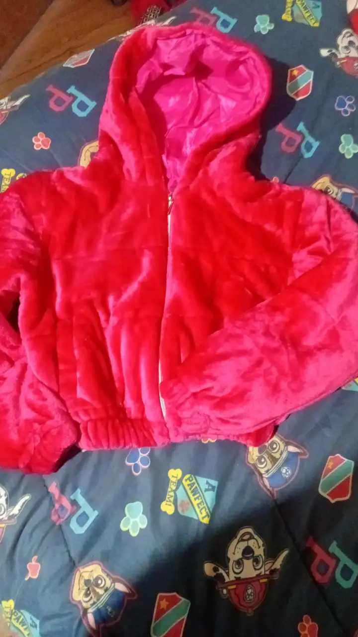 Chaqueta de peluche bicolor con capucha - 2