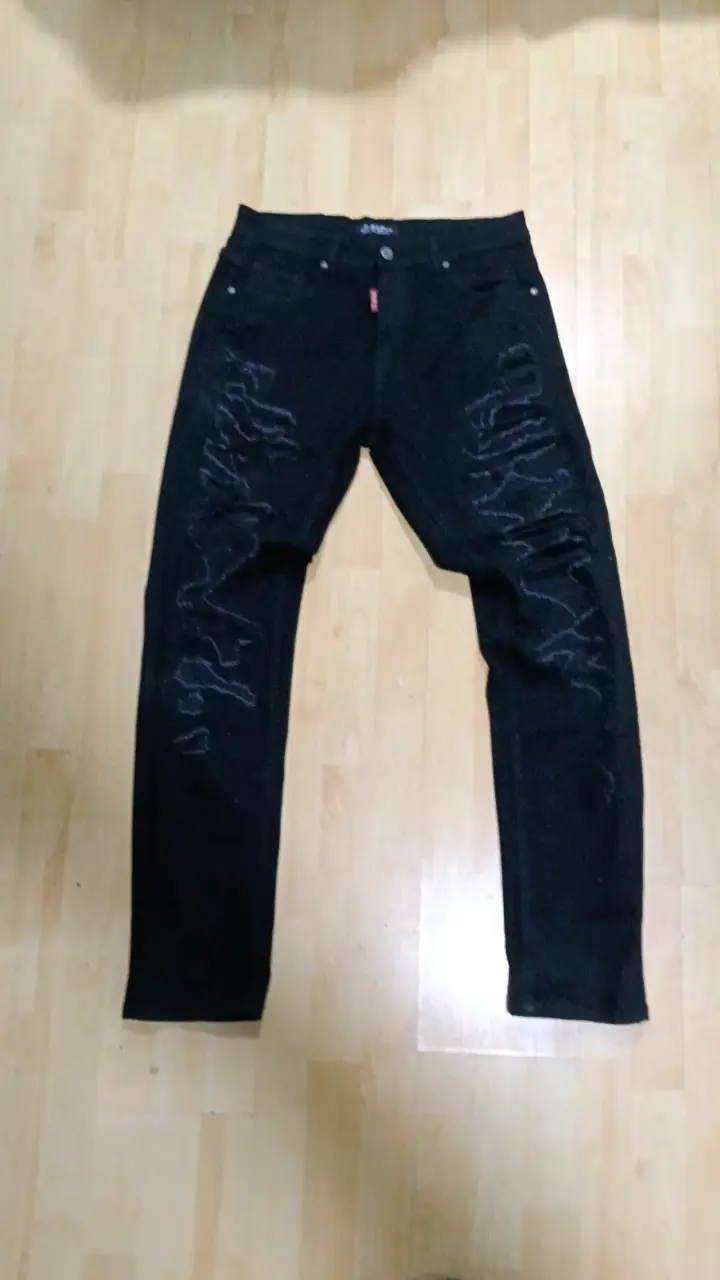 Shorts de mezclilla negros desgastados para hombre - 3