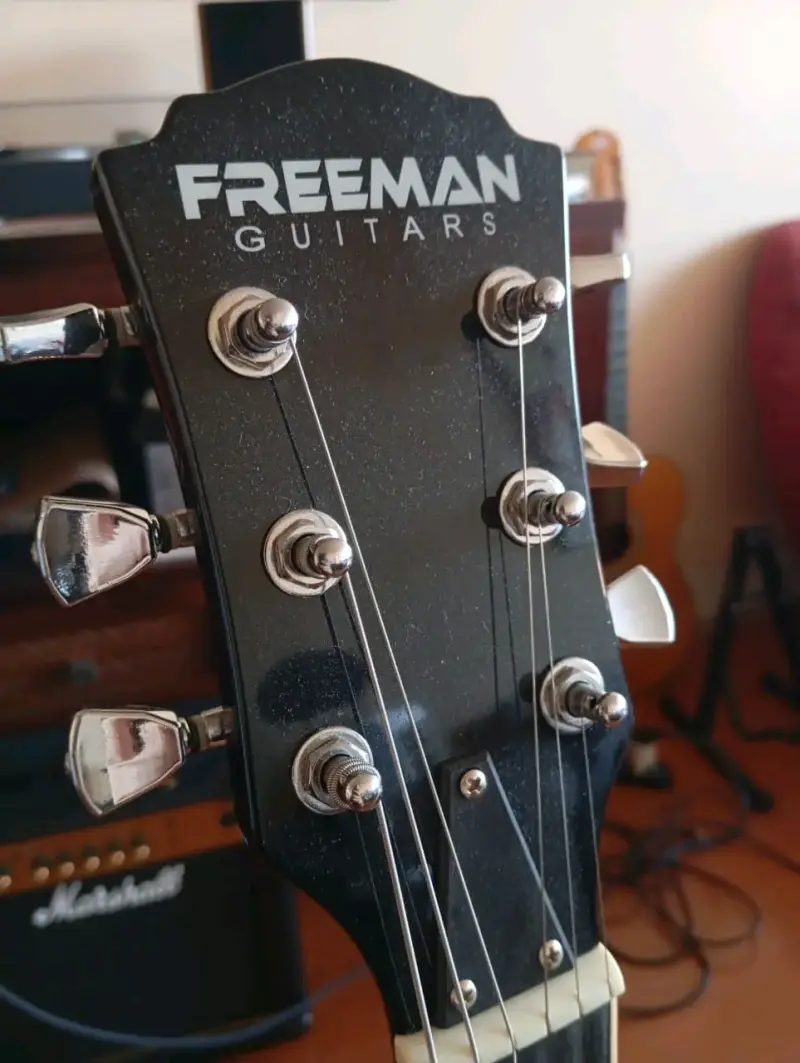Guitarra eléctrica Freeman negra con funda - 3