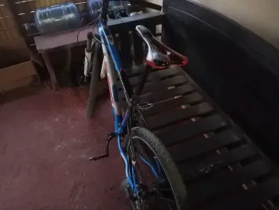 Bicicleta de montaña azul con suspensión - miniatura 1
