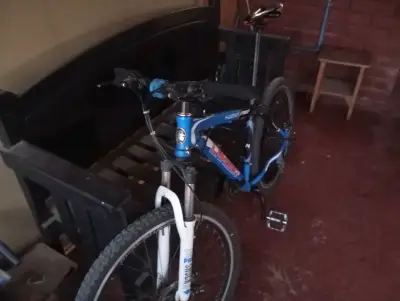 Bicicleta de montaña azul con suspensión - miniatura 5