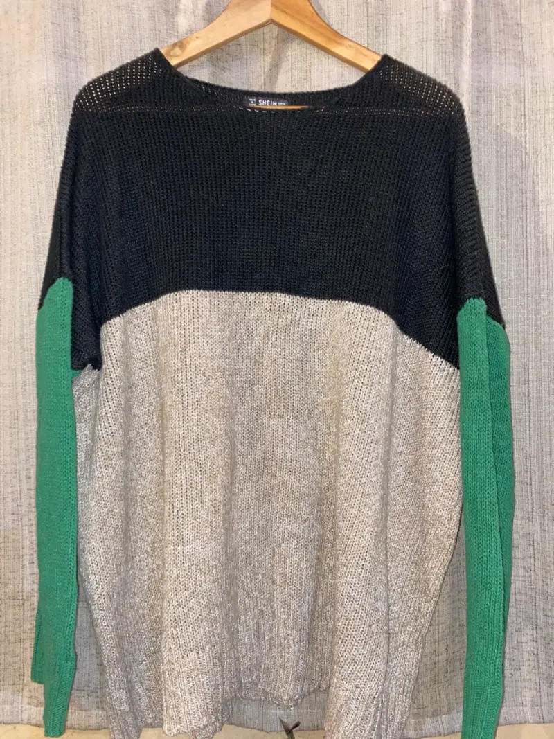 Suéter overzise de punto tricolor para mujer - 2