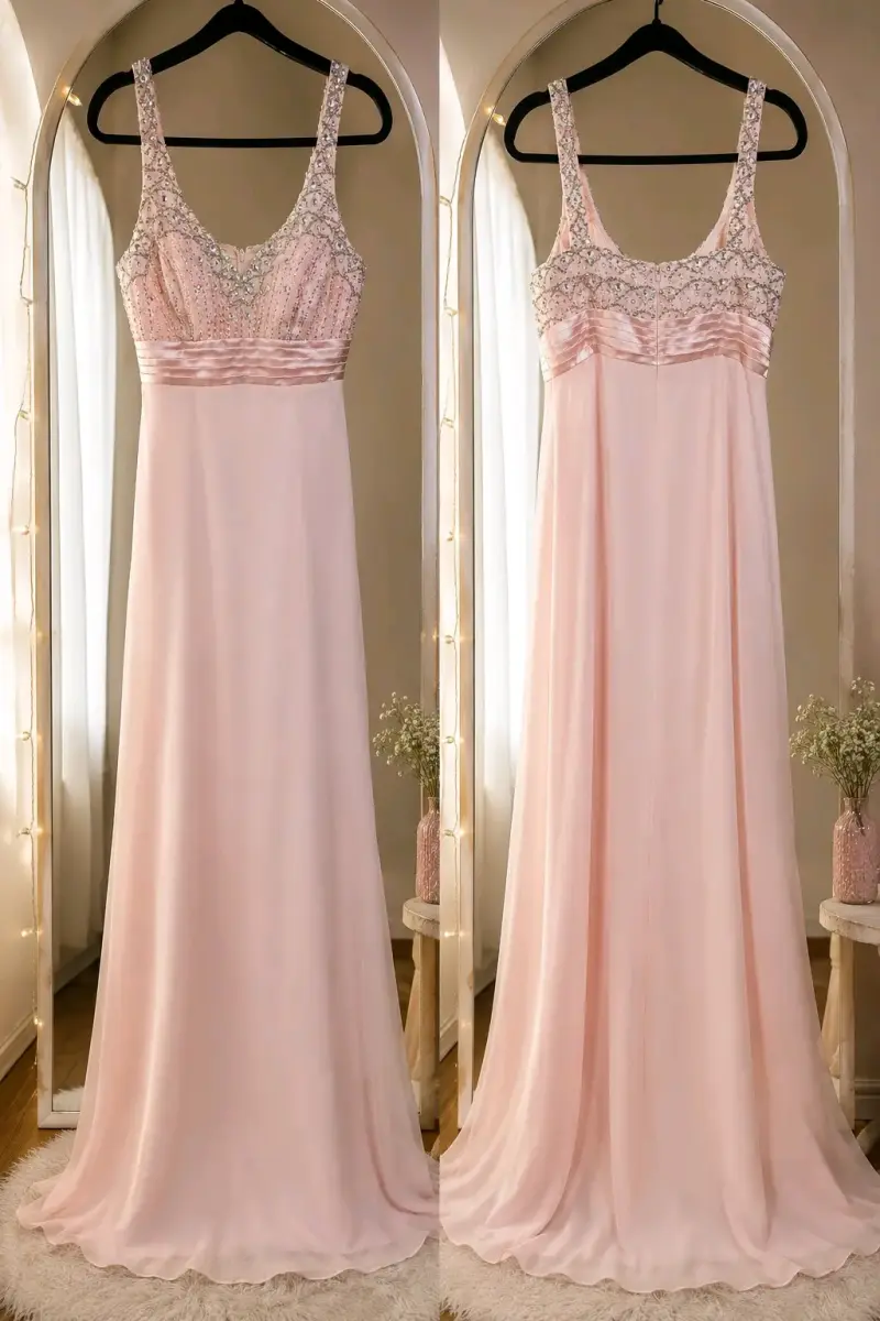 Vestido largo de gala rosa