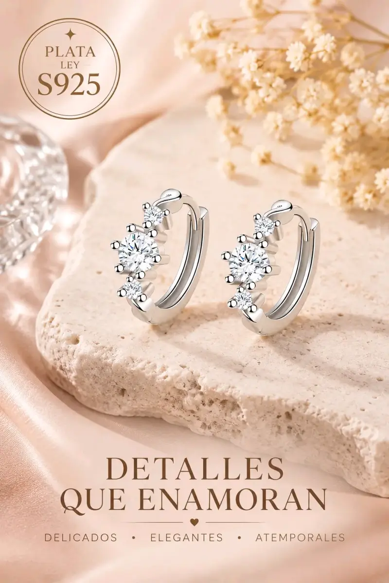Aros de Plata S925 con Cristales - 3