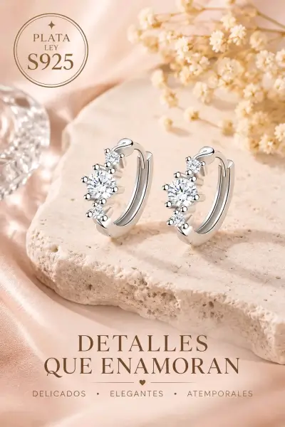 Aros de Plata S925 con Cristales - miniatura 3