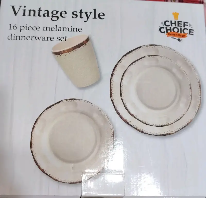 Set de vajilla melamina estilo vintage 16 piezas - 1